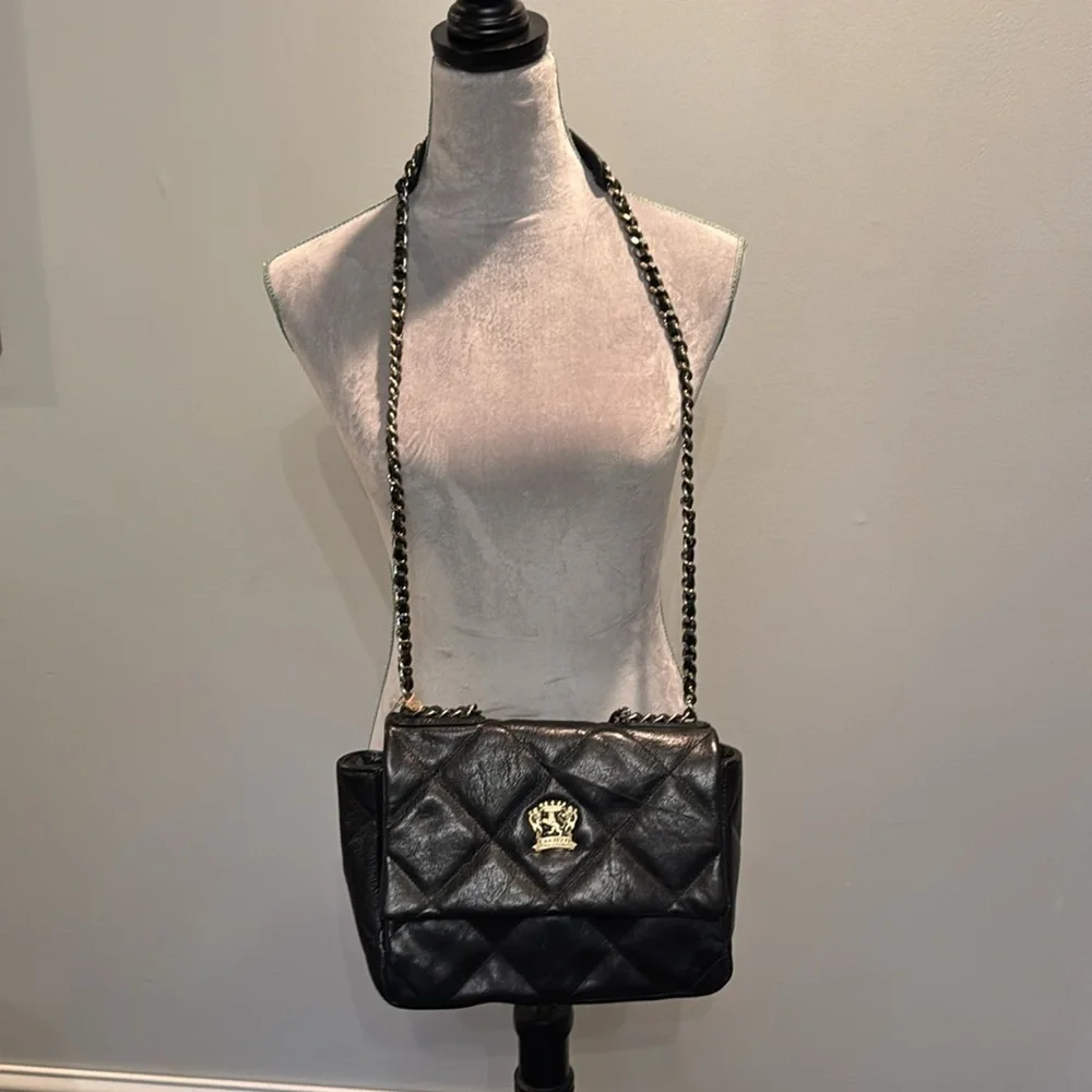 Pratesi Firenze Italian quilted black leather should bag NWT - Picture 7 of 15